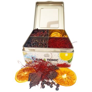 Gin Tonic Botanicals fém dobozban, osztott (hibiszkusz-boróka-chiliszál-citrom) - 165 gr